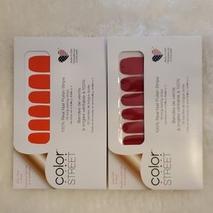 ColorStreet Retired High Voltage and Beijing Beauty nail strip sets.